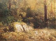 unknow artist Forest landscape with a deer. Spain oil painting artist